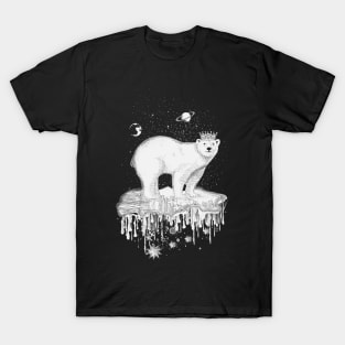 Polar bear with crown on ice floe T-Shirt